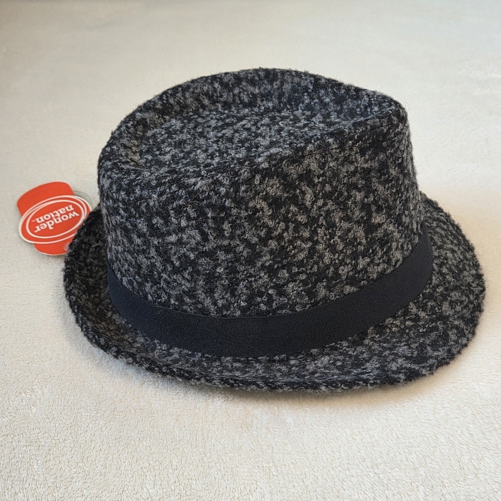 NWT Boy's Black & Gray Tweed Fedora